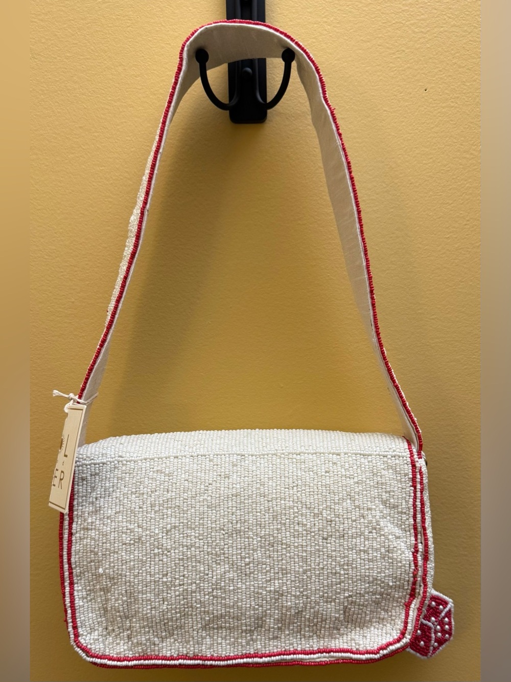 Sol & Mer hand Beaded 'Feelin' Lucky' cards White&Red purses NWT TIK TOK Viral - Picture 2 of 8